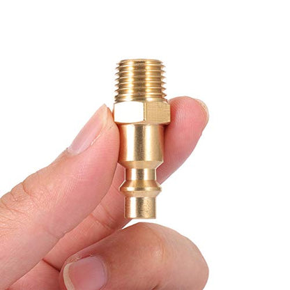Brass 1/4-Inch NPT Male Industrial Air Hose Quick Connect Adapter,Air Coupler and Plug Kit,Air Compressor Fittings 10pcs (Male NPT) - size: Male NPT