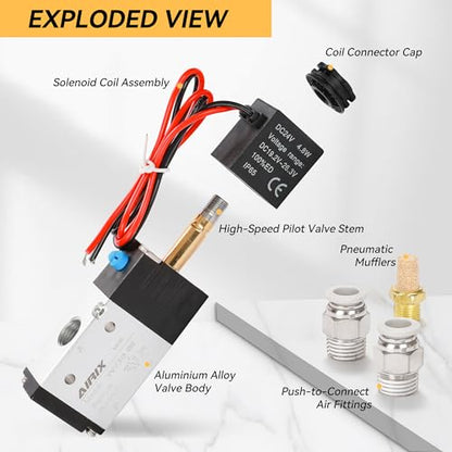 1/4" NPT Solenoid Valve 3V210-08, 3-Way N.C., DC 24V, Lead - size: NPT1/4″/DC24/Out of line, style: 2-Position 3-Way Solenoid Valve