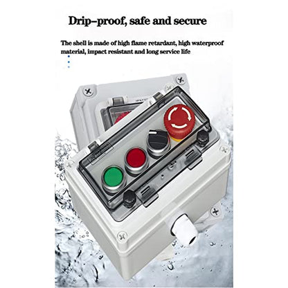Lockable E-Stop Red/Green Momentary Buttons & Selector Switch IP67 Station - color: Single-row four-hole button box