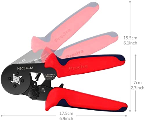 Preciva Ferrule Crimping Tool with Wire Connectors & Storage Bag, AWG23-7 - color: Red + Bag