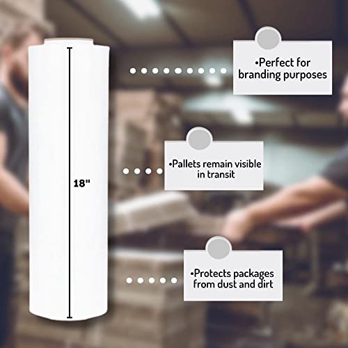 PSBM Dark White Stretch Wrap, 4 Rolls 18 Inch x 1000 Feet 100 Gauge, Heavy Duty Plastic Wrap Industrial Strength Shrink Film for Moving, Packing & Shipping - color: White, size: 18 Inch (XD)