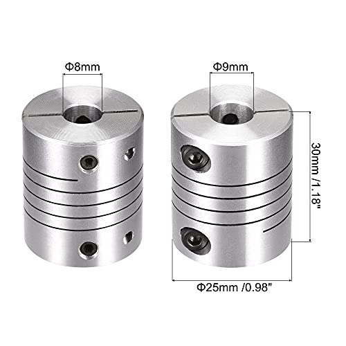 uxcell Motor Shaft 8mm to 9mm Helical Beam Coupler Coupling 25mm Dia 30mm Length - size: 8mm to 9mm