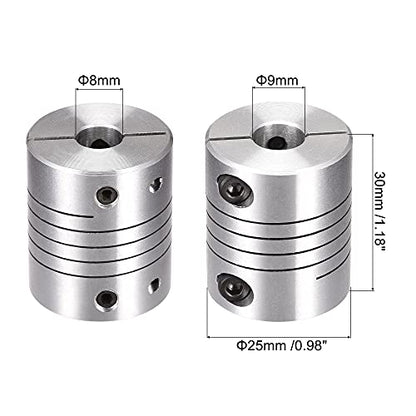 uxcell Motor Shaft 8mm to 9mm Helical Beam Coupler Coupling 25mm Dia 30mm Length - size: 8mm to 9mm