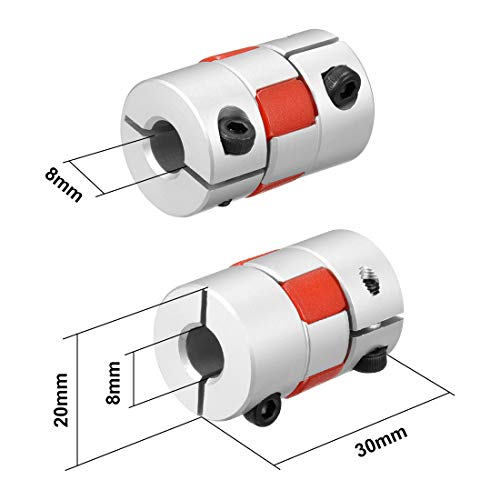 uxcell Shaft Coupling 8mm to 8mm Bore L30xD20 Flexible Coupler Joint for Servo Stepped Motor - size: 8 to 8mm L30xD20