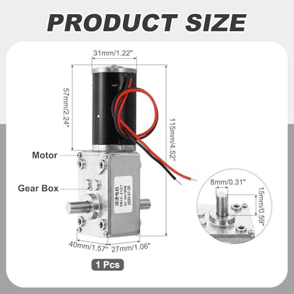 MECCANIXITY DC24V Worm Gear Motor, 7RPM 8mm D Shaft Self-Locking High Torque Speed Reduction Gear Motor for Automotive, Home Appliances, Robotics - style: 24V 7RPM