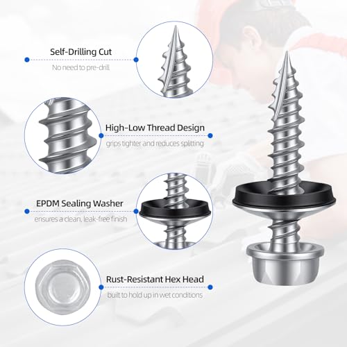 Kryonix Metal Roofing Screws #10 x 1-1/2", 330pcs, Ruspert Coating Screws - size: #10×1-1/2”