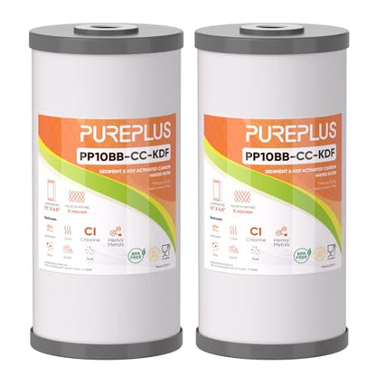 PUREPLUS 10" x 4.5" Whole House Heavy Metal Reduction Water Filter,2 PACK - size: 2 Count (Pack of 1), style: Heavy Metals Removal（DELUXE)