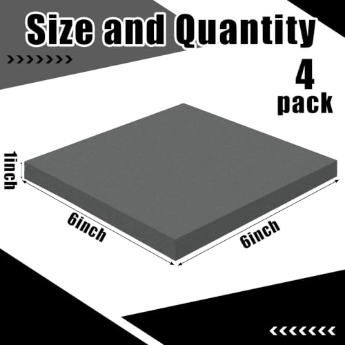 4 Pcs 1" Thick Foam Padding Sheet with Adhesive Backing Closed Cell - color: Gray, size: 1 Inch Thick, 6 x 6 Inches