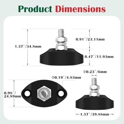 LENKRAD M6 Single Stud Bus Bar Stainless 150A Power Distribution Block 12V Battery Junction Post, Black Automotive Ground Post with Insulated Base, RV Marine New Energy Buss - size: Single Post M6