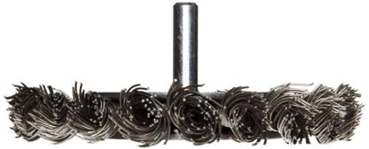 Weiler 17682 3-1/4" Stem-Mounted Knot Wire Wheel, .020" Steel Fill, 1/4" Stem, Made in the USA - size: 0.020" Wire Size, style: Pack of 1