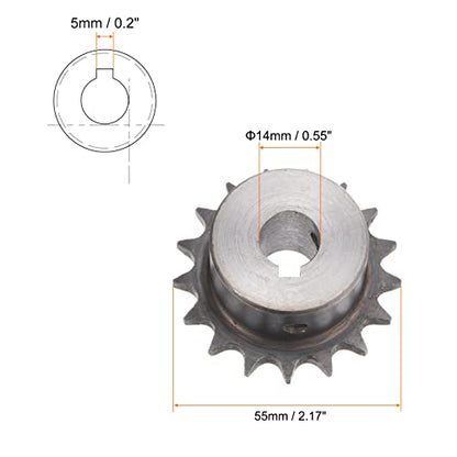 HARFINGTON Roller Chain Sprocket 17T Pitch 3/8" 14mm Bore A3 Carbon Steel