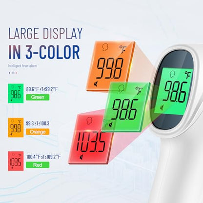 Forehead Thermometer for Adults and Kids, Non Contact, 1s Result (Gray) - color: Grey