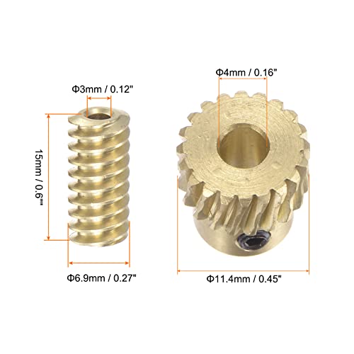 HARFINGTON Worm Gear Set Brass 0.5 Modulus 20T 20:1 Reduction Rate