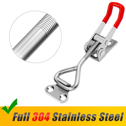 2 Pack Toggle Latch Clamp 4001 Adjustable 304 Stainless Steel Toggle Hasp Latches for Smoker Lid Jig Freezer Door Cooler Box Case Trunk Draw Chest, Quick Release 330Lbs Holding Capacity - size: 4001