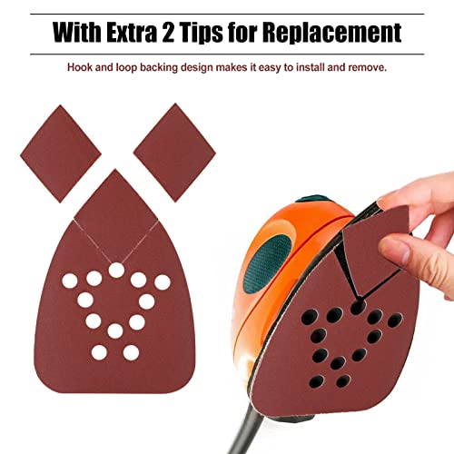 Mouse Detail Sander Sandpaper 20 Pcs, 400 Grit Hook and Loop Detail Sandpaper with 2 Replacement Tips, 12 Hole Sanding Sheets for Metal Woodworking Grinding Polishing - style: 400 Grit