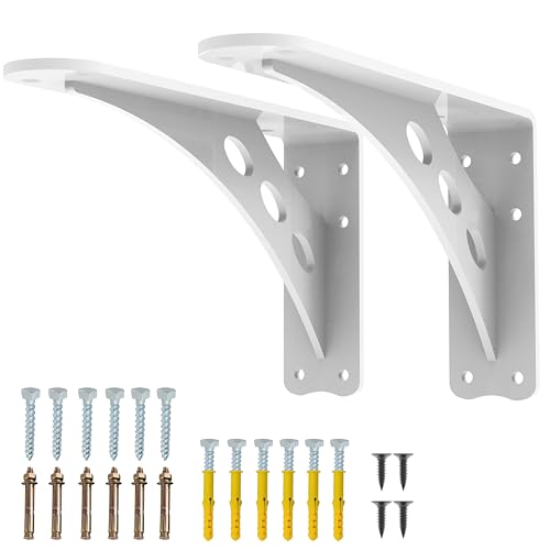 10 x 6 in White Heavy Duty Floating Shelf Brackets, Holds 1000lb - color: White Max Load 1000 Lbs, size: 10IN×6IN