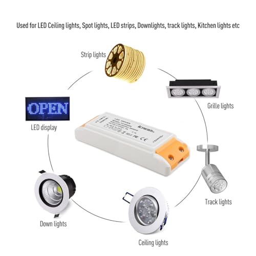 LED Driver 12V 60 Watts Power Supply Adapter, 110V AC to DC12V 5A Low Voltage Transformer for LED Strip Light, Computer Project, Outdoor Light and Other 12Volt DC led Lights - size: 12V5A
