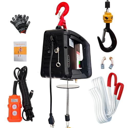 Electric Hoist Winch,1100lbs Electric Hoist 110 Volt 1500W Portable Electric Winch with Remote Control Wired/Manual,Chain Hoist Overload Protection 25ft Lifting Height for Towing&Pure Copper Motor - color: Remote Control/Manual