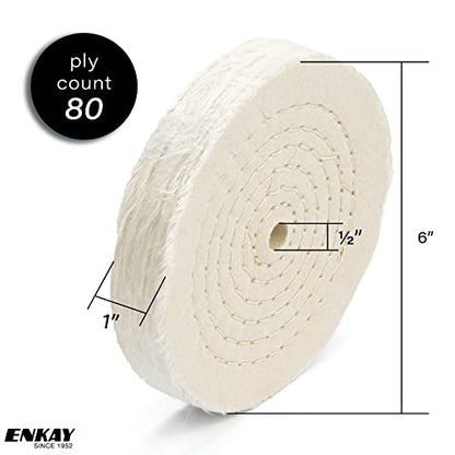 ENKAY - 6" Extra Thick Spiral Sewn Buffing Wheel (80 Ply)