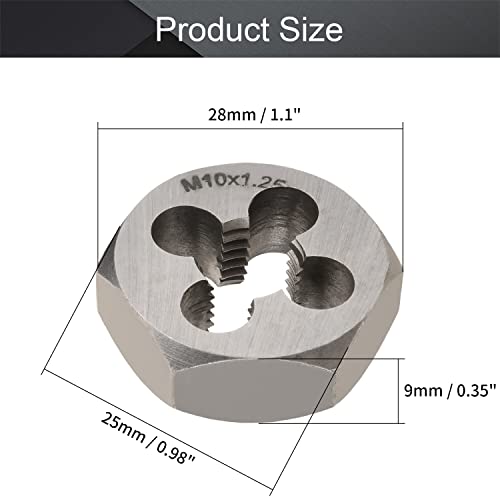 Utoolmart Hex Rethreading Die, M10 x 1.25 Pitch, Carbon Steel Thread Die, Hex Rethreading Die Machine Thread Die, Hexagon Taper Pipe Die, 1 Pcs - size: M10×1.25 Fine Teeth