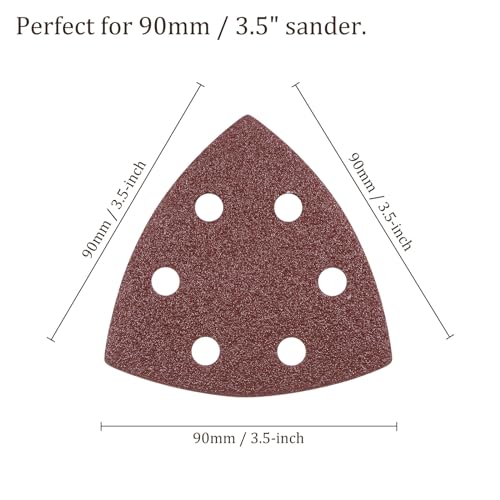 50pcs Mouse Sander Detail Sandpaper 80Grit 3-1/2" Triangle - size: 80 grit