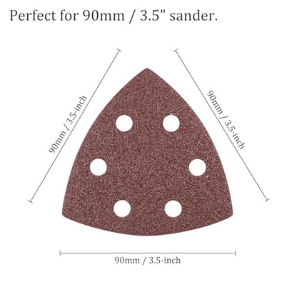 50pcs Mouse Sander Detail Sandpaper 80Grit 3-1/2" Triangle - size: 80 grit