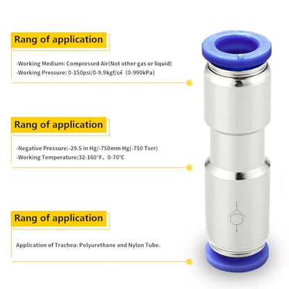 Yoebor 4mm OD Check Valve Push to Connect Inline Air Pneumatic Valves 2pcs - size: 4mm OD