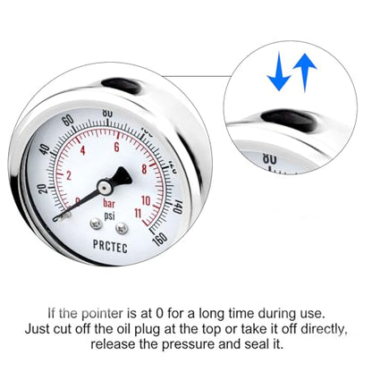 Dry Pressure Gauge NPT1/4,Low Pressure Gauge with 2.5 Inch Dial Size and 304 Stainless Steel Case,Lower Mount (0-200Psi) - color: 0-200Psi