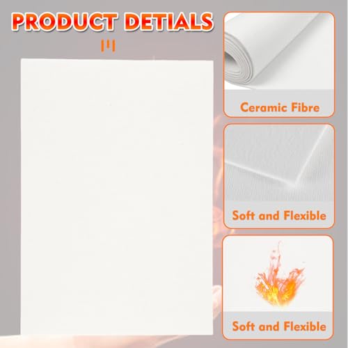 8 Pcs High Temperature Gasket Paper, Fireproof Insulation Sheet for Pellet Stove, Wood Stove, Kiln, Boiler, Forge, RV Furnace Gaskets DIY Cut, Ceramic Fiber Gasket Materialc, 7" x 10"x1/8"