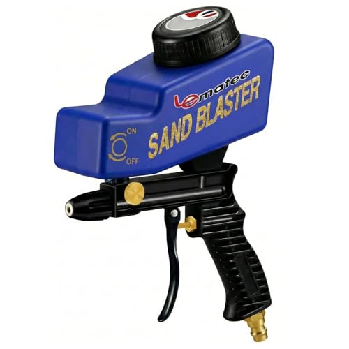 LE LEMATEC Sand Blaster Gun Kit for Air Compressor, Pistola de Arena - style: Ceramic Nozzle Blue