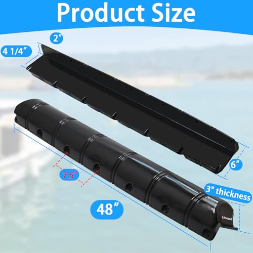 Dock Bumpers,48 Inch/57 Inch Boat Dock Bumpers for Edge and Side - color: Black-1Pack, size: 48 Inch