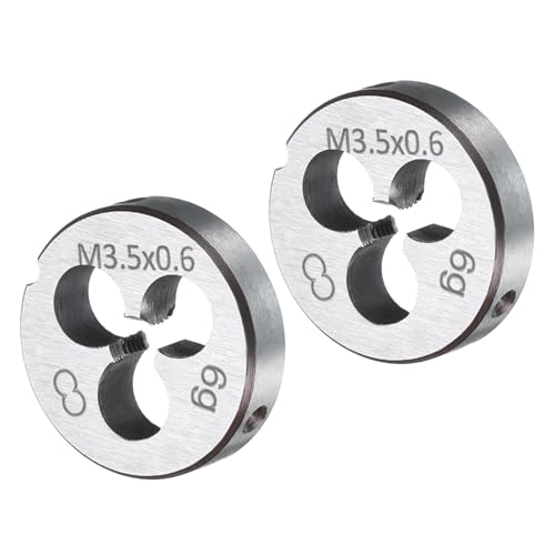 uxcell 2pcs Round Threading Die M3.5 x 0.6 Metric Thread Right Hand Screw Cutting Fixed Dies, Alloy Tool Steel Tapping Repair Tool - size: M3.5 x 0.6
