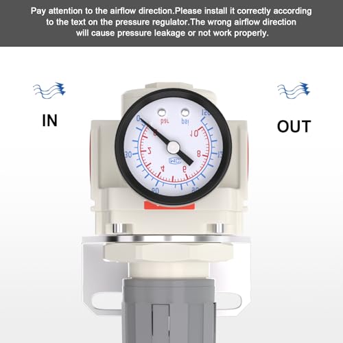 AIROE 3/4" NPT Air Pressure Regulator,Compressed Air System,Mini Air Regulator AR4000-06,0-150 PSI Gauge - size: 3/4"NPT
