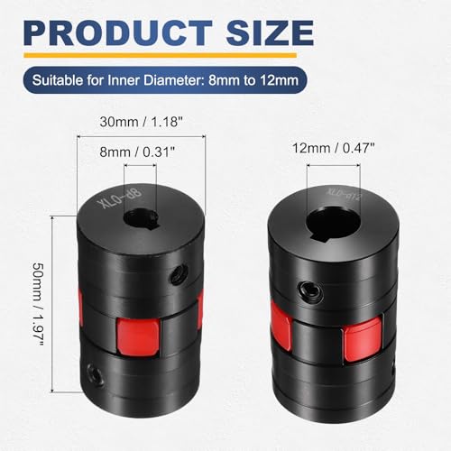 MECCANIXITY XL0 Type Flexible Elastic Shaft Coupling 8mm to 12mm Bore - size: 8mm to 12mm Bore 30 Diameter