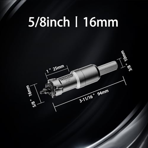 Mollom 5/8" (16mm) 2Pcs Heavy Duty Carbide Hole Saw with 3 Pilot bit - size: 16mm | 5/8" - 2PCS