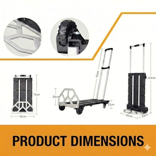 Upgraded 3-in-1 Folding Hand Truck, 500 lbs Capacity Heavy Duty Convertible Dolly Cart with Rubber Wheels, Collapsible Hand Truck with Telescopic Handle, Suitable for Moving, Stair Climbing