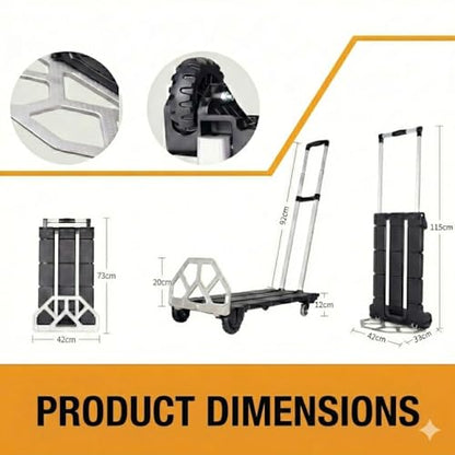 Upgraded 3-in-1 Folding Hand Truck, 500 lbs Capacity Heavy Duty Convertible Dolly Cart with Rubber Wheels, Collapsible Hand Truck with Telescopic Handle, Suitable for Moving, Stair Climbing