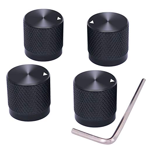 Taiss 4pcs Black Aluminum Rotary Electronic Control Potentiometer Knob for 6 mm Diameter Shaft, Volume Control, Audio, Guitar, Switch, 17mm x 17mm - color: Black