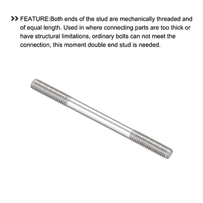 METALLIXITY Double Ended Stud Screws (M5 Thread 70mm Length) 10pcs, 304 Stainless Steel Dual Threaded Rod Bolts - for House Maintenance - size: M5x70mm