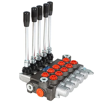 findmall 5 Spool 13GPM Hydraulic Control Valve 3600PSI SAE Ports Double Acting Hydraulic Directional Control Valve for Tractors Loaders Tanks