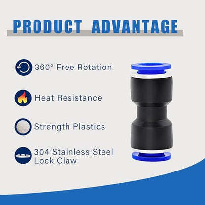 100PCS Push to Connect Air Fitting Straight 4/6/8/10/12mm Kit
