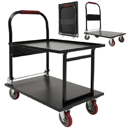 700LBS Heavy Duty Push Cart Dolly Foldable Moving Cart Flatbed Cart