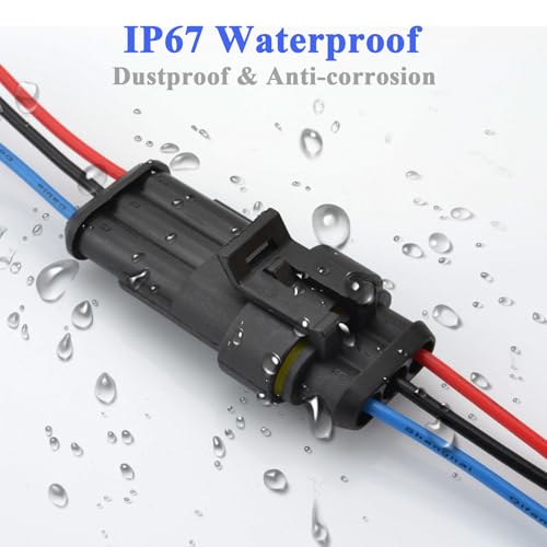 14AWG 3 Pin Plug Waterproof Connector, Male and Female Way Auto Electrical Wire Connectors Harness Suitable for Car, Truck, Boat, Motorcycle, Trike, Caravan, Marine,high Conductivity- 3 Pack