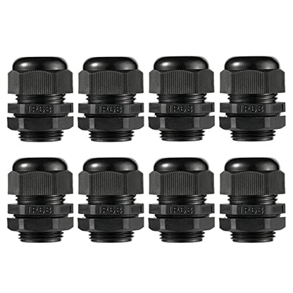 PENGLIN 8PCS Cable Glands 1" NPT Nylon Cable Connector Waterproof - color: Black, size: 1 Inch (8-Pack)