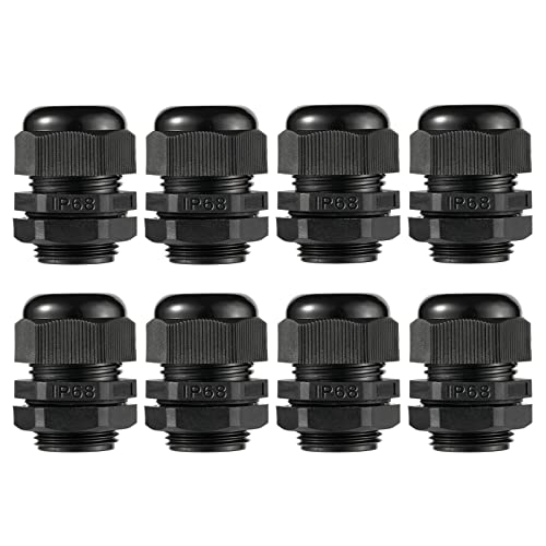 PENGLIN 8PCS Cable Glands 1" NPT Nylon Cable Connector Waterproof - color: Black, size: 1 Inch (8-Pack)