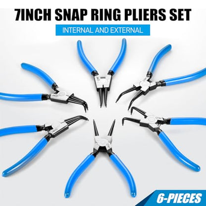 SMOTIVEPRO 6PCS 7inch Internal/External Snap Ring Pliers Set - size: 6PC 7" Internal/External Set