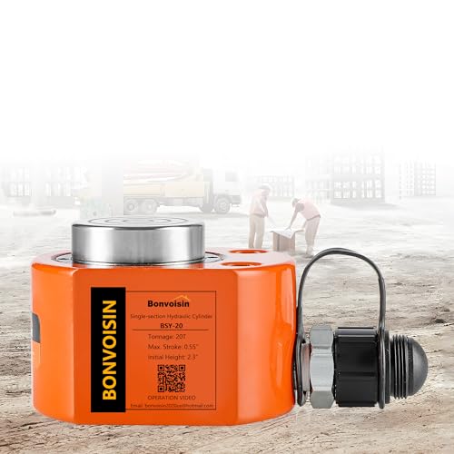 Bonvoisin 20T Hydraulic Ram Cylinder Jack Low Profile Porta Power Ram Single-acting Mini Jack Ram 0.55" Stroke for Machinery Shipbuilding - color: BSY-20