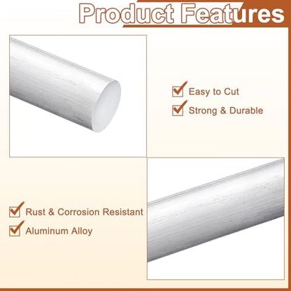 uxcell 1Pcs 3/8"(10mm) Dia Round Aluminum Rod, 12"(305mm) Long 6061 Aluminum Round Rod Solid Lathe Bar Stock for Industry Construction DIY Crafts - size: 10mm x 305mm