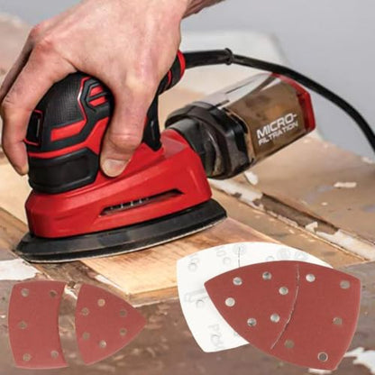 65 PCS Triangular Mouse Sander Sandpaper,11‑Holes Hook and Loop 5.9''×4.13"
