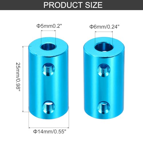 MECCANIXITY Rigid Screw Coupling 5mm to 6mm Shaft Coupler Connector L25mm x D14mm Aluminum Alloy Joint Connector Set for 3D Printers DIY Encoder with 20 Screws, Blue, 5Pack - color: Blue, size: 5mm to 6mm